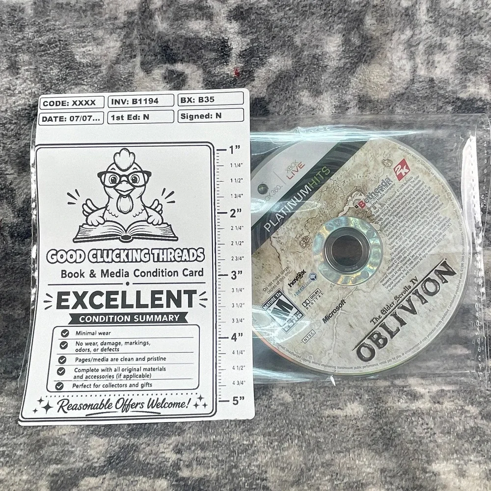 Elder Scrolls IV Oblivion Xbox 360 Platinum Hits Bethesda 2006 RPG Fantasy Disc